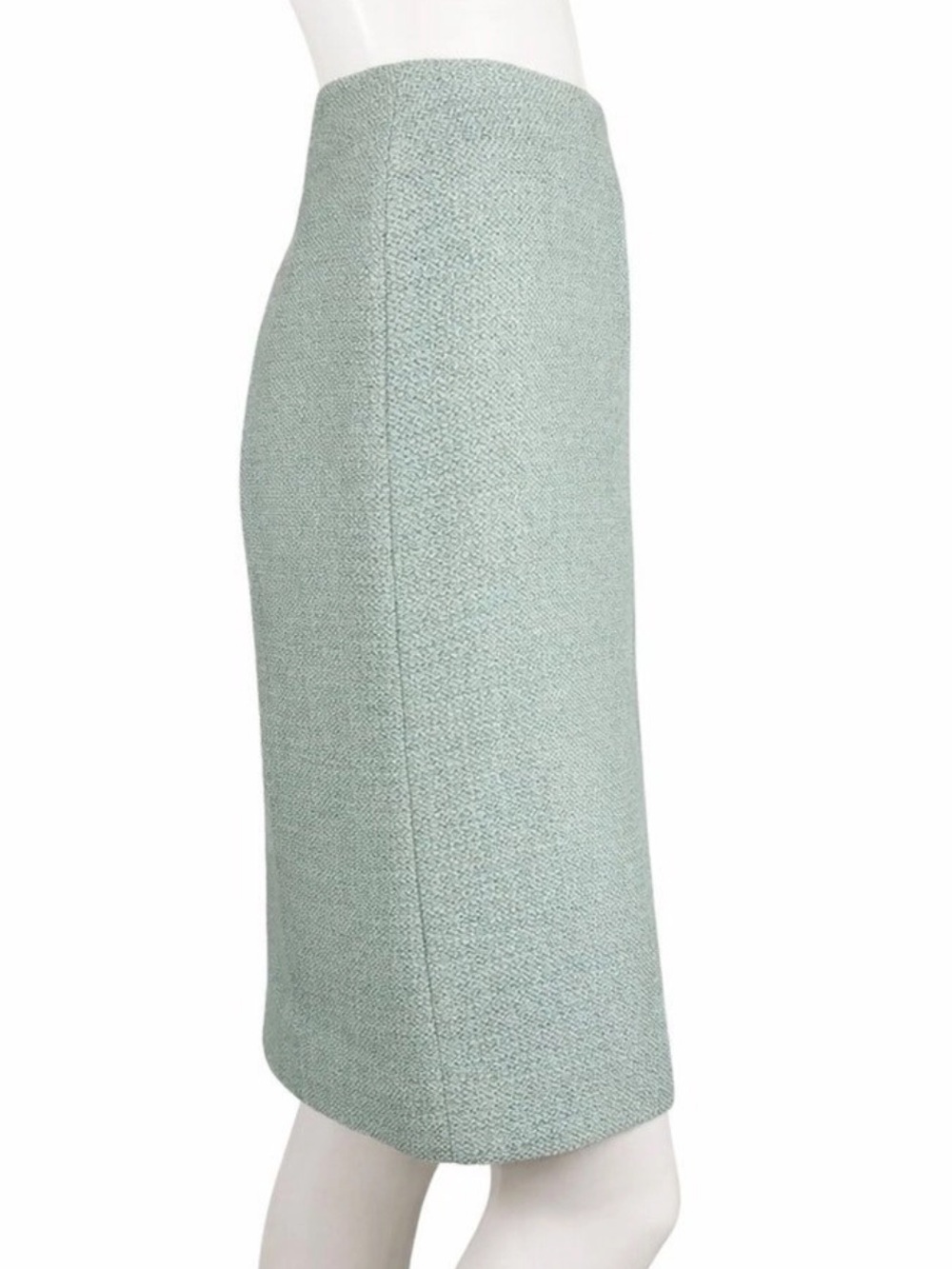 Chanel Vintage 1999 Cruise Aqua Seafoam Pencil Skirt FR44 US12 Silk Lined - Picture 3 of 10